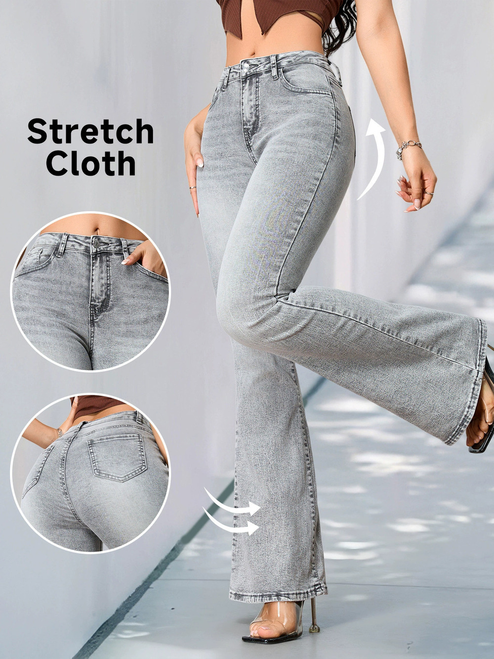 ZARA Factory Direct Stretch High Rise Bootcut Jeans Butt Lift Slim Fit In Stock